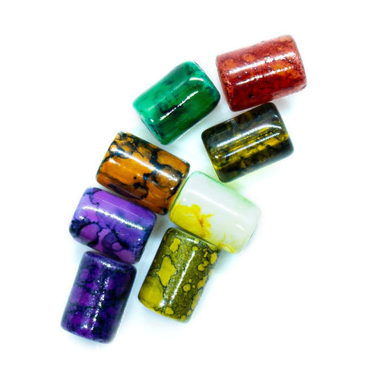 Glass Tubes with Veining 6mm x 4mm Olive - Affordable Jewellery Supplies