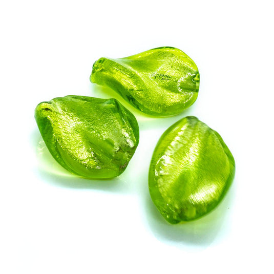 Lampworked Glass Twist Beads 18mm x 15mm Green - Affordable Jewellery Supplies