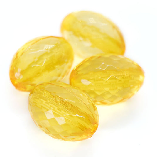 Acrylic Faceted Oval 16mm x 11mm Orange - Affordable Jewellery Supplies