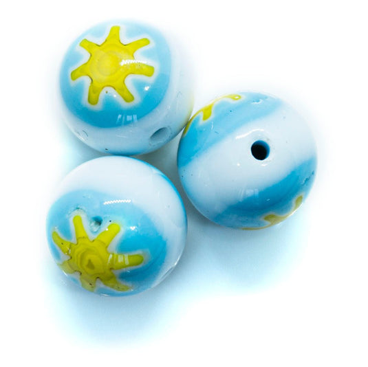 Millefiori Glass Round Bead 10mm Blue with White Stripe - Affordable Jewellery Supplies