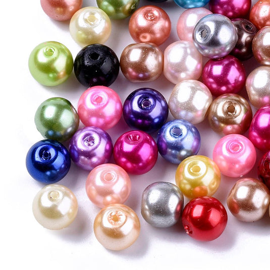 Pearlized Glass Pearls 8mm Mixed - Affordable Jewellery Supplies