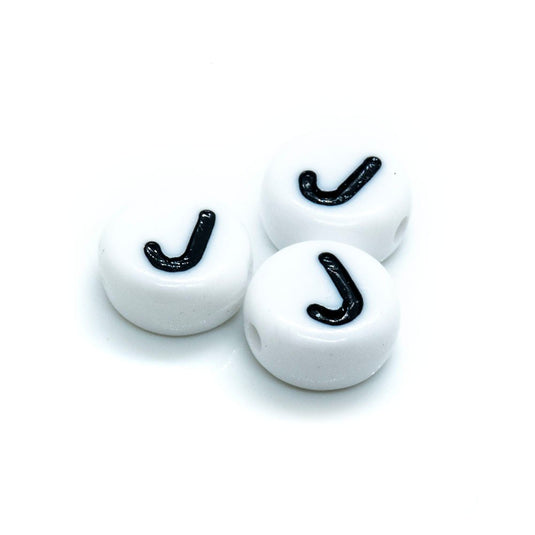 Acrylic Alphabet and Number Beads 7mm Letter J - Affordable Jewellery Supplies