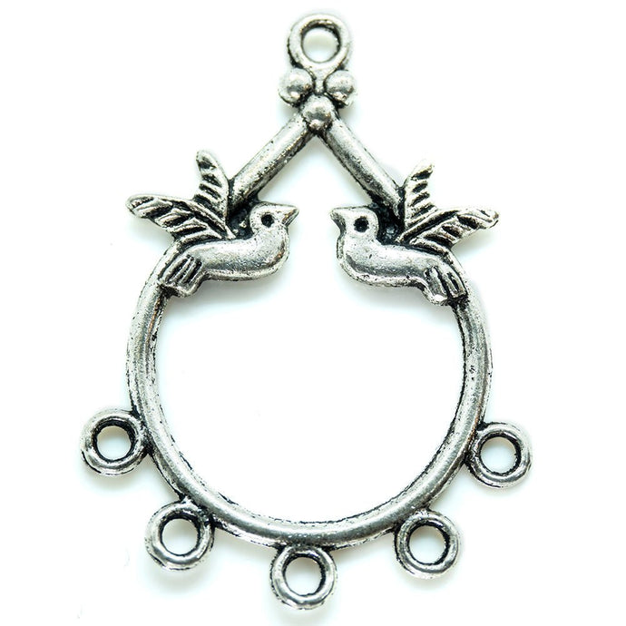 Teardrop Bird Connector Drop 37mm x 28mm Tibetan Silver - Affordable Jewellery Supplies