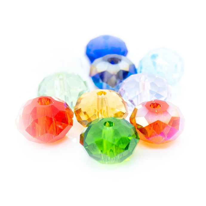Glass Crystal Faceted Rondelle 8mm x 6mm Aqua - Affordable Jewellery Supplies