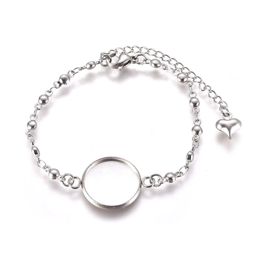304 Stainless Steel Cabochon Bracelet Making Set - Ball 14.5cm + 6cm extender x 3.5mm Stainless Steel - Affordable Jewellery Supplies
