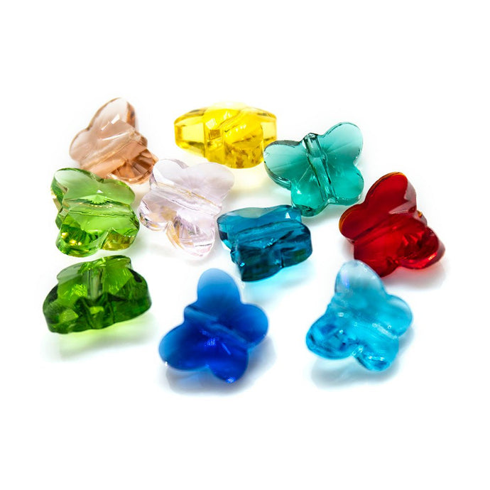 Transparent Faceted Glass Butterfly 10mm x 8mm x 6mm Aqua - Affordable Jewellery Supplies