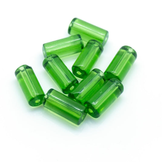 Glass Cylinder 9mm x 4mm Dark Green - Affordable Jewellery Supplies