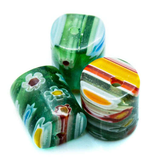 Millefiori Glass Tubes 10mm x 8mm Green - Affordable Jewellery Supplies