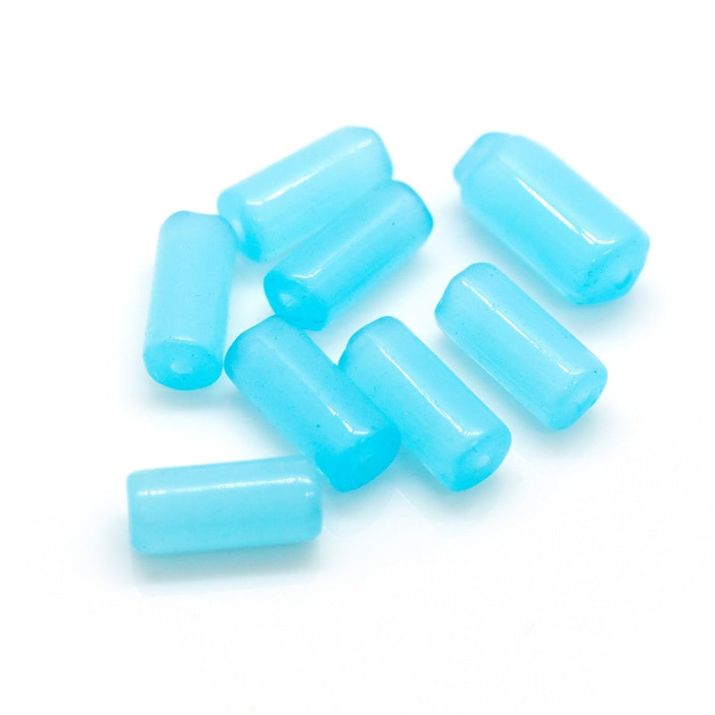 Load image into Gallery viewer, Glass Cylinder 9mm x 4mm Opaque Aqua - Affordable Jewellery Supplies
