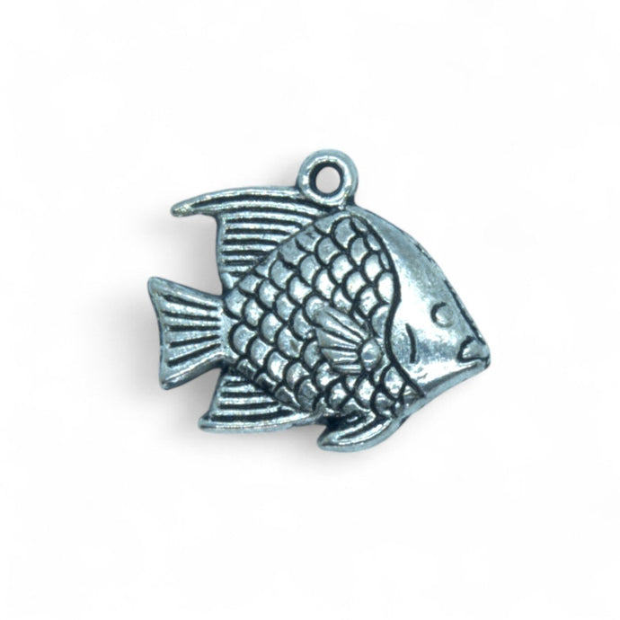 Fish Charm 18mm x 16mm x 4mm Antique Silver - Affordable Jewellery Supplies