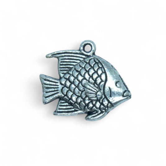 Fish Charm 18mm x 16mm x 4mm Antique Silver - Affordable Jewellery Supplies