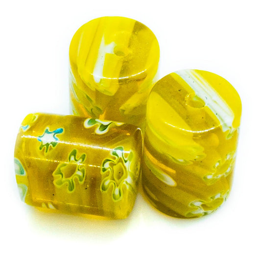 Millefiori Glass Tubes 10mm x 8mm Yellow - Affordable Jewellery Supplies