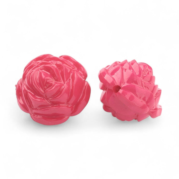 Opaque Acrylic Flower Beads 24mm x 24mm x 20mm Deep Pink - Affordable Jewellery Supplies