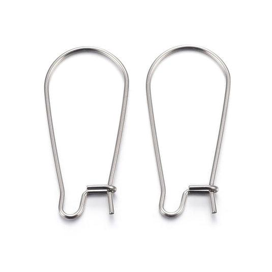 304 Stainless Steel Kidney Ear Wire 25mm x 12mm Stainless Steel - Affordable Jewellery Supplies