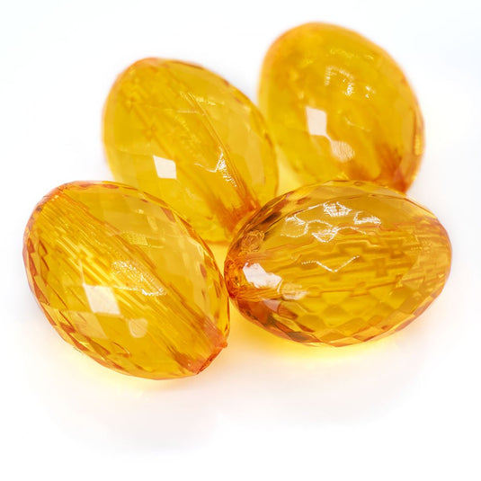 Acrylic Faceted Oval 16mm x 11mm Dark Orange - Affordable Jewellery Supplies