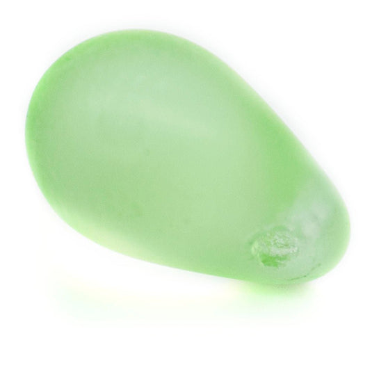 Czech Glass Pressed Teardrop 9mm x 6mm Peridot Matt - Affordable Jewellery Supplies