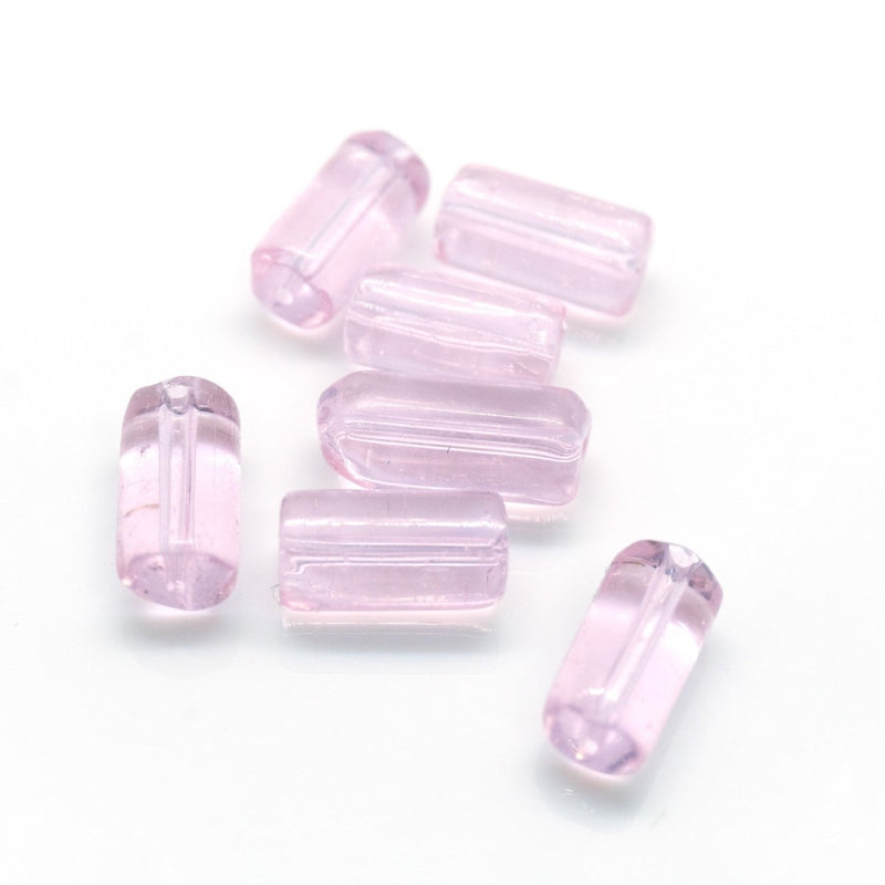 Load image into Gallery viewer, Glass Cylinder 9mm x 4mm Pink - Affordable Jewellery Supplies
