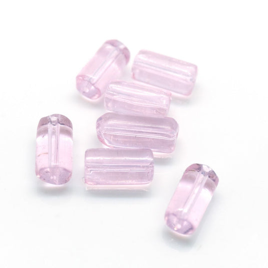 Glass Cylinder 9mm x 4mm Pink - Affordable Jewellery Supplies