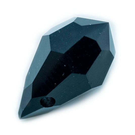 Czech Glass Faceted Drop 10mm x 6mm Jet - Affordable Jewellery Supplies