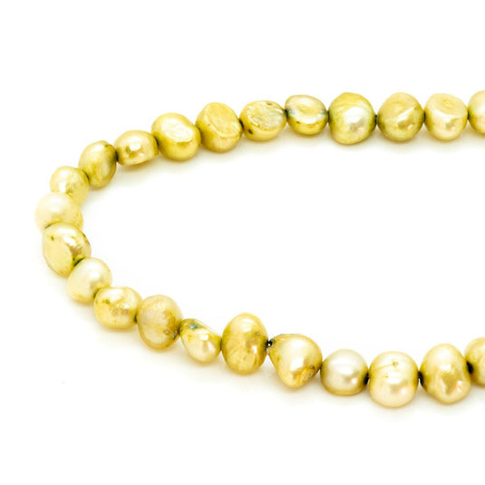 Freshwater Pearls B Grade 5 - 6mm x 35cm length Mustard - Affordable Jewellery Supplies