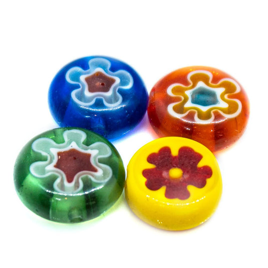 Millefiori Glass Coin Bead 10mm Cobalt & Red - Affordable Jewellery Supplies