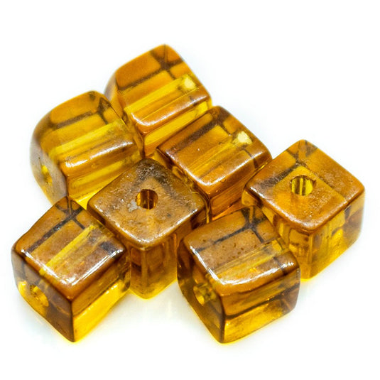 Crystal Glass Cube 7mm Topaz - Affordable Jewellery Supplies