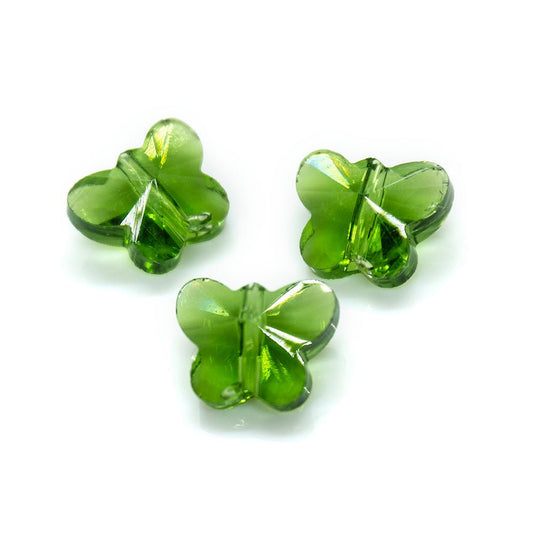 Transparent Faceted Glass Butterfly 10mm x 8mm x 6mm Green - Affordable Jewellery Supplies