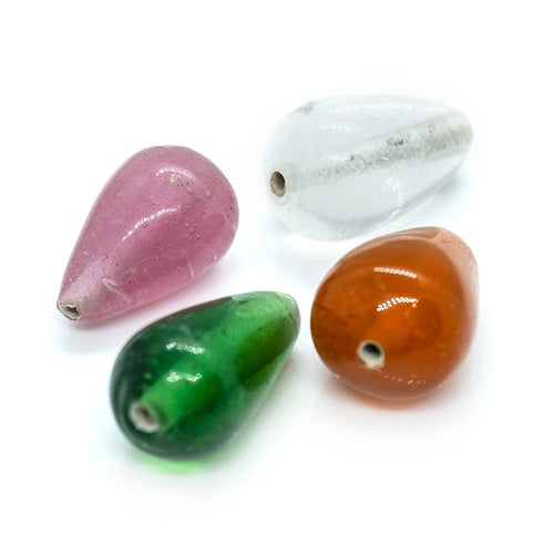 Indian Glass Lampwork Teardrop 20mm x 15mm Burnt Orange - Affordable Jewellery Supplies