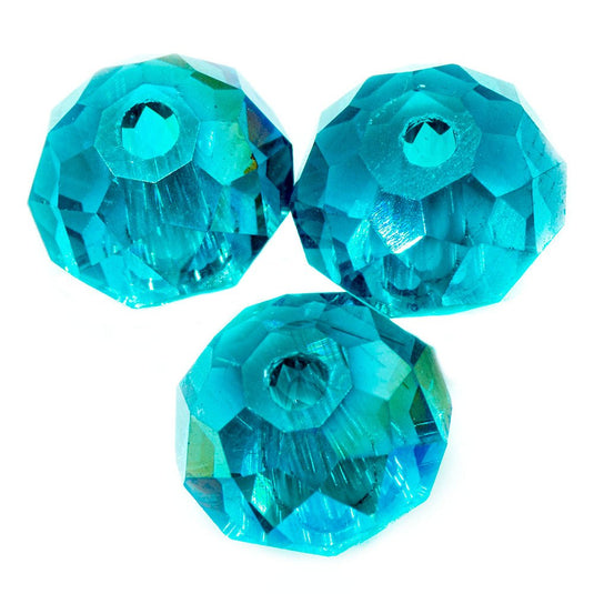 Austrian Crystal Faceted Rondelle 8mm x 6mm Teal AB - Affordable Jewellery Supplies