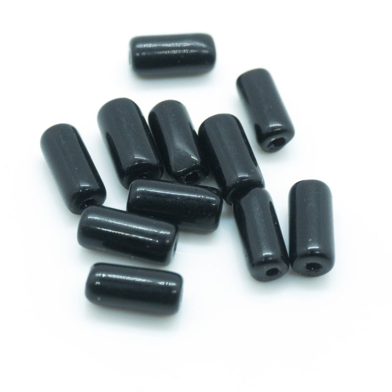 Load image into Gallery viewer, Glass Cylinder 9mm x 4mm Black Opaque - Affordable Jewellery Supplies
