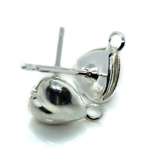 Heart Earring Stud Posts 6mm Silver - Affordable Jewellery Supplies