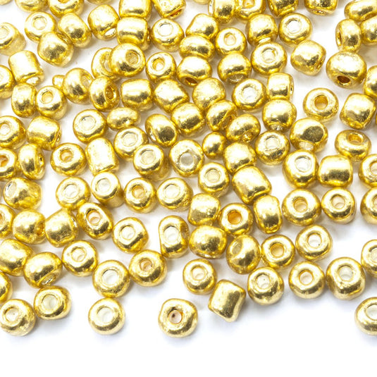 6/0 Metallic Coloured Glass Seed Beads 6/0 (4mm) Gold - Affordable Jewellery Supplies