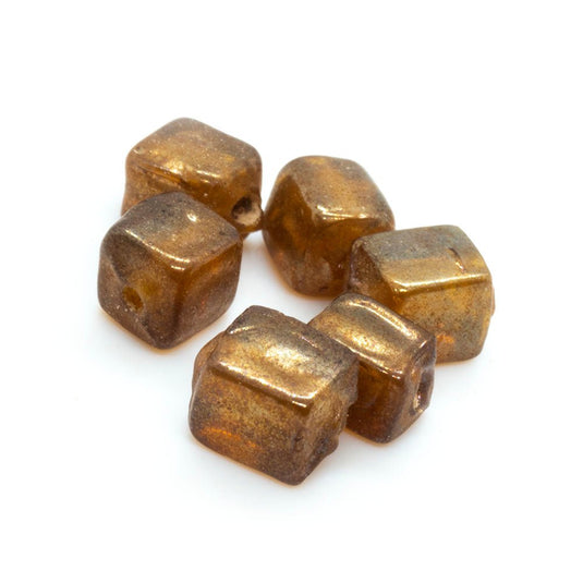 Glass Rectangle 6mm x 4mm Gold - Affordable Jewellery Supplies