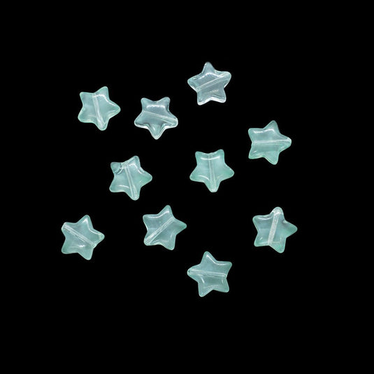 Transparent Glass Star Beads 10mm Pale Turquoise - Affordable Jewellery Supplies