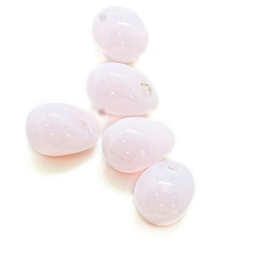 Czech Glass Pressed Teardrop 6mm x 4mm Pink Alabaster - Affordable Jewellery Supplies