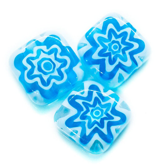 Millefiori Glass Square 8mm x 4mm Aqua - Affordable Jewellery Supplies