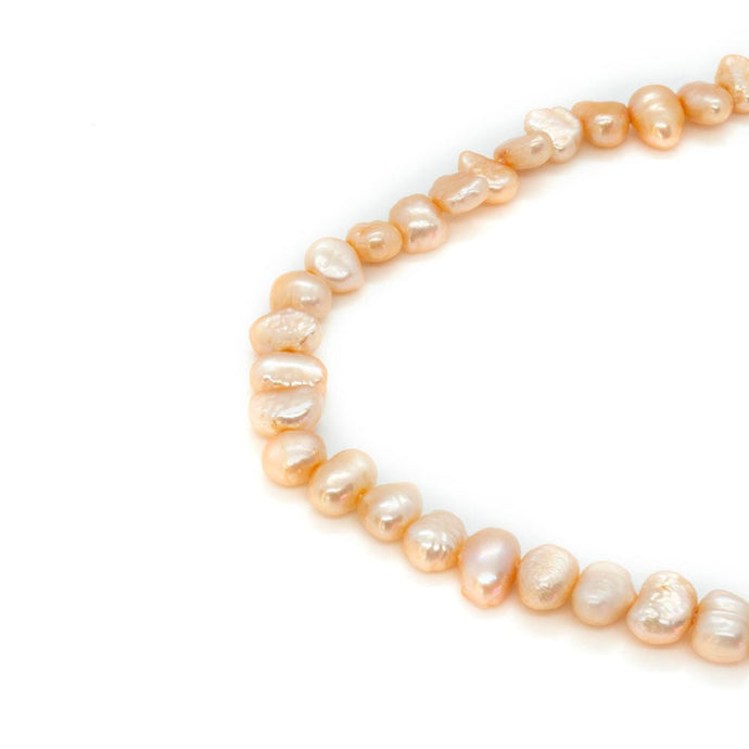 Freshwater Pearls B Grade 5 - 6mm x 35cm length Apricot - Affordable Jewellery Supplies