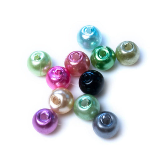 Coloured Glass Pearl 4mm Pewter - Affordable Jewellery Supplies