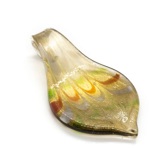 Murano Lampwork Glass Pendant Tongue 60mm x 36mm Olive - Affordable Jewellery Supplies