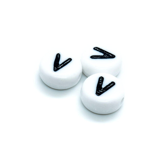 Acrylic Alphabet and Number Beads 7mm Letter V - Affordable Jewellery Supplies