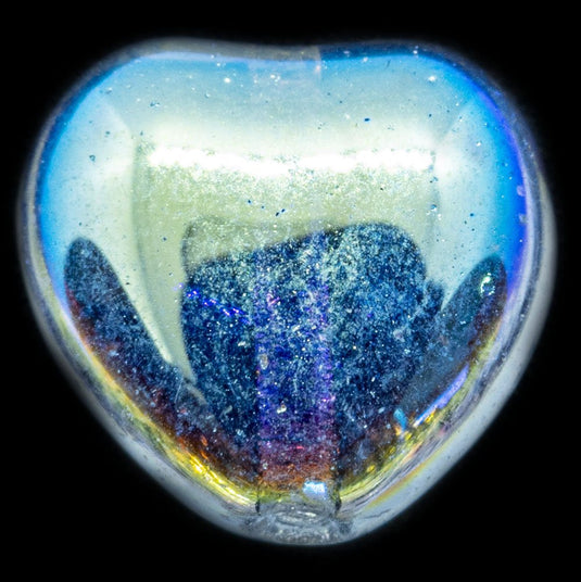 Czech Glass Pressed Heart Bead 8mm x 8mm Crystal AB - Affordable Jewellery Supplies
