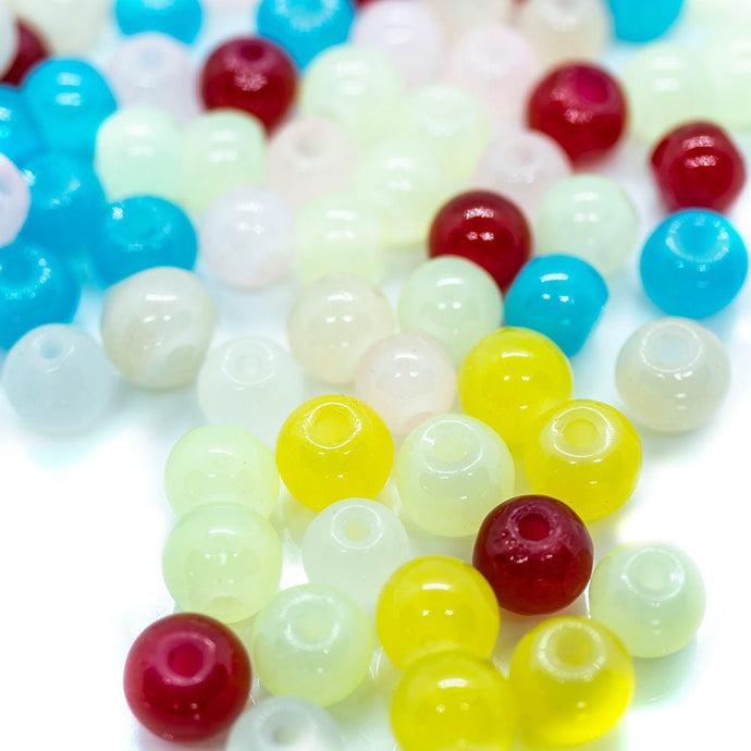 Baking Painted Imitation Jade Glass Round Beads 4.5 - 5 mm Yellow - Affordable Jewellery Supplies