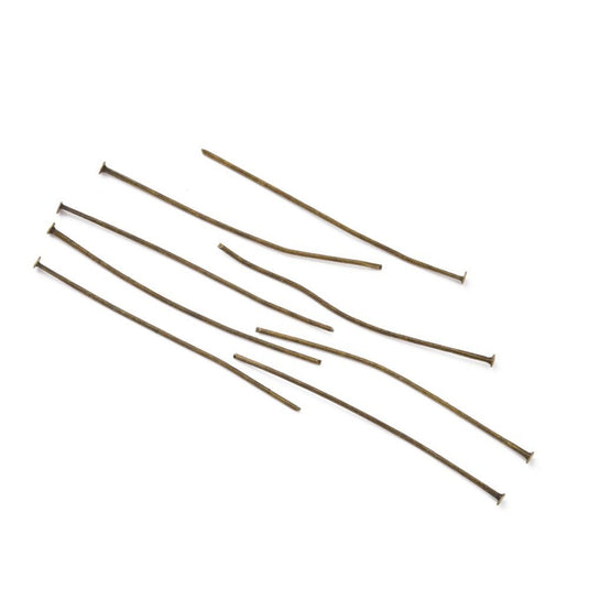Headpins Plated 25g Pack 5cm Antique Bronze - Affordable Jewellery Supplies