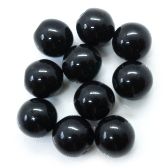 Czech Glass Druk Round 8mm Black Opaque - Affordable Jewellery Supplies