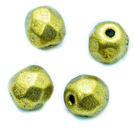 Czech Glass Firepolished Faceted Round 4mm Gold Matt - Affordable Jewellery Supplies