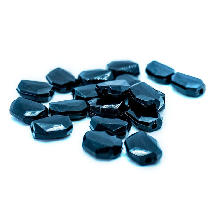 Acrylic Faceted Rectangle 10mm x 12mm Black - Affordable Jewellery Supplies
