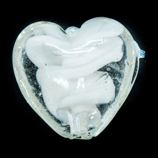 Handmade Lampwork Heart Shaped Beads 20mm x 20mm x 12mm Chiffon - Affordable Jewellery Supplies