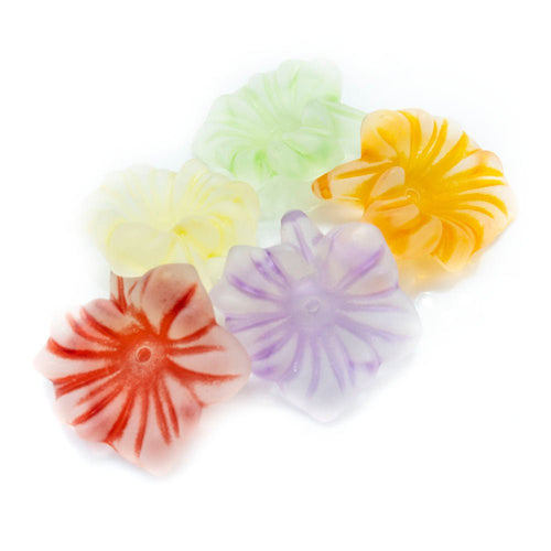 Acrylic Lucite Frosted Flower 31mm x 28mm Red - Affordable Jewellery Supplies