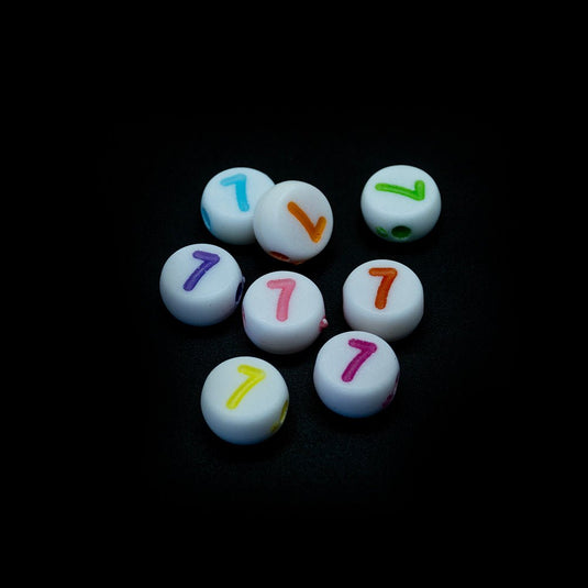 Pastel Acrylic Number Beads 7mm x 3mm Seven - Affordable Jewellery Supplies