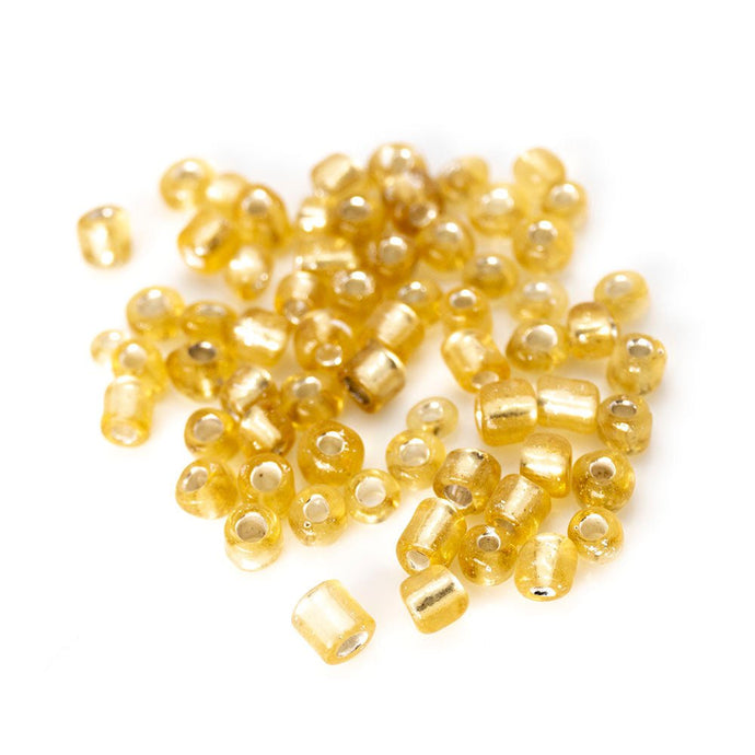 Silver Lined Seed Beads 8/0 Gold - Affordable Jewellery Supplies